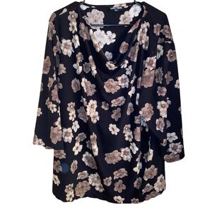 Vintage Sharon Anthony Floral Relaxed Blouse with Three-Quarter Sleeves